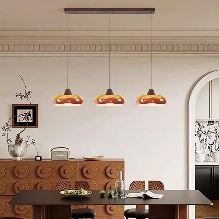 创意法式中古风餐厅吊灯现代奶油风简约家用高级感饭餐桌三头吊灯