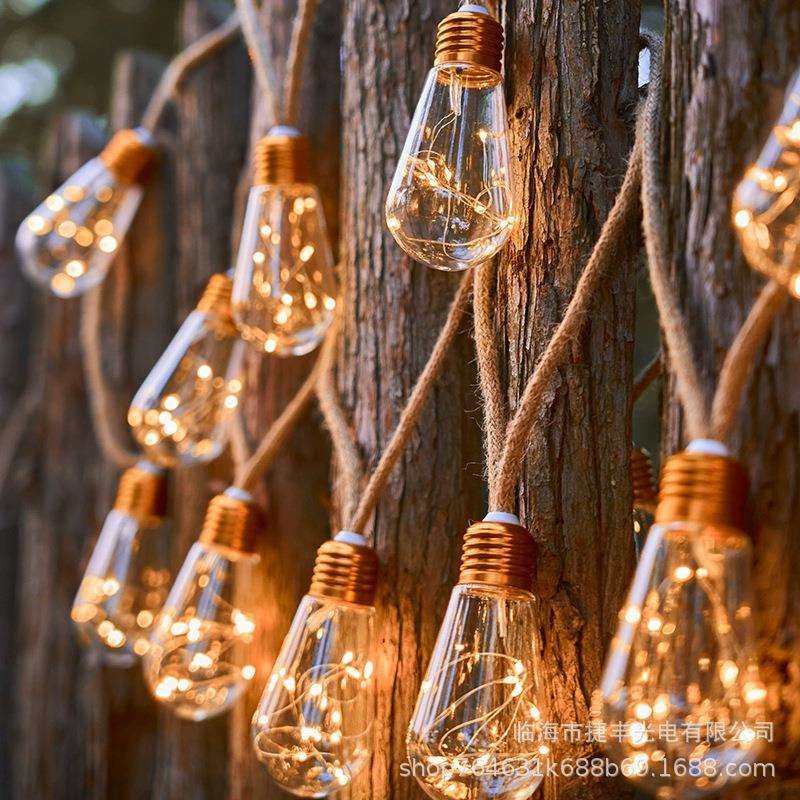 跨境麻绳灯串铜线灯新款太阳能户外防水露营装饰氛围圣诞节日彩灯,农机/农具/农膜,播种栽苗器/地膜机,淘宝优惠券,粉丝福利购,淘宝优惠卷