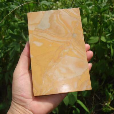 寿山石千层纹夹心大扁章大印黄花纹石料8.9*2*14CM篆刻印章收藏石