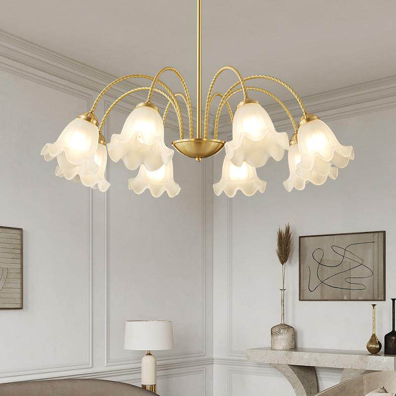 美式乡村吊灯客厅田园复古全铜灯卧室餐厅简约家用法式奶油风灯具