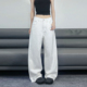 直筒慵懒休闲裤 情侣新款 松弛感宽松阔腿白色牛仔裤 JADEQILIN美式