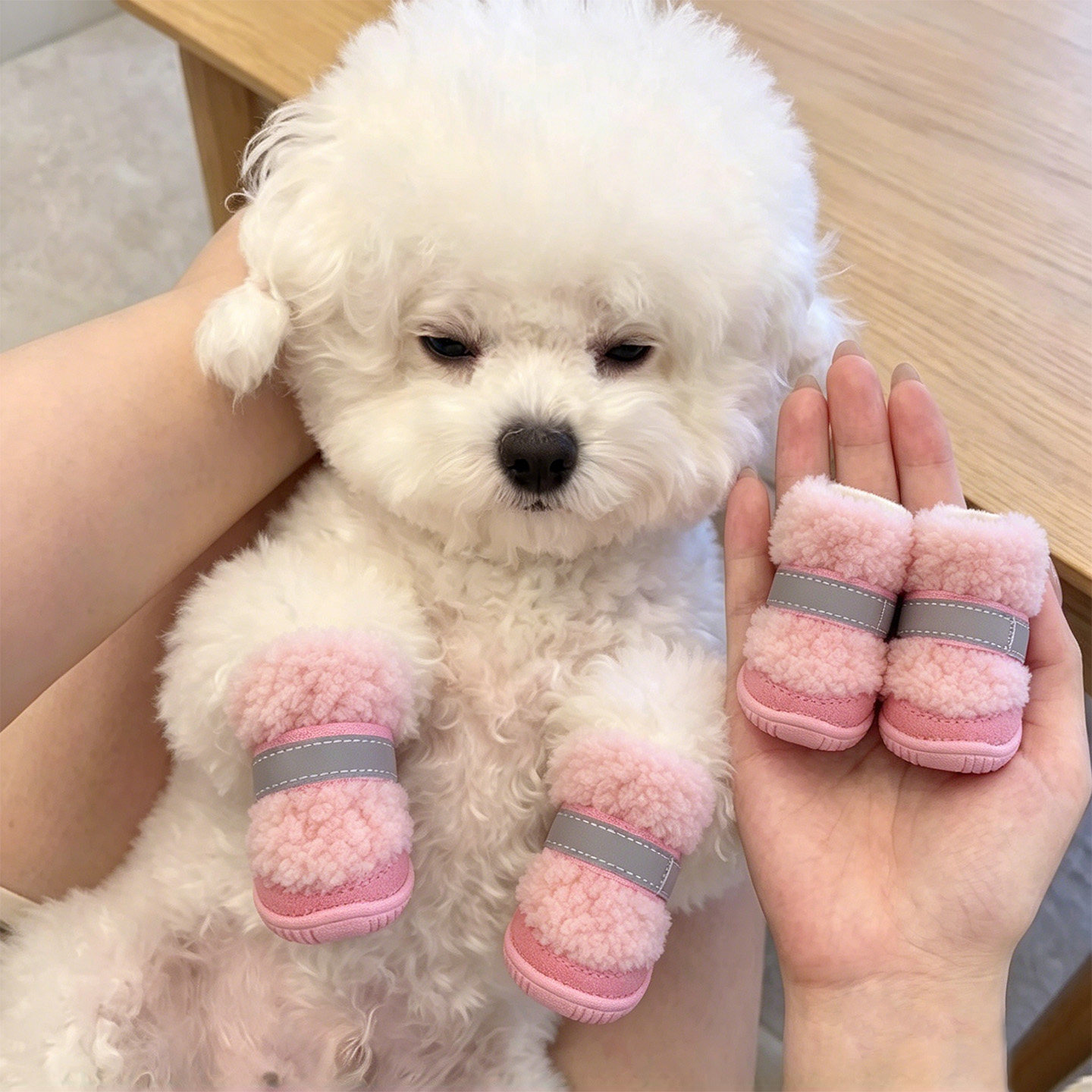 狗狗鞋子不掉脚套软底秋冬季可爱加绒加厚外出防滑不冻脚狗狗鞋套
