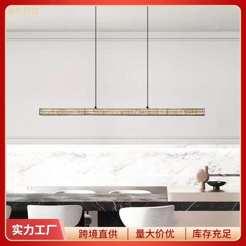 意式极简个性水晶线条餐厅吊灯设计师大气轻奢厨房岛台吧台装饰灯