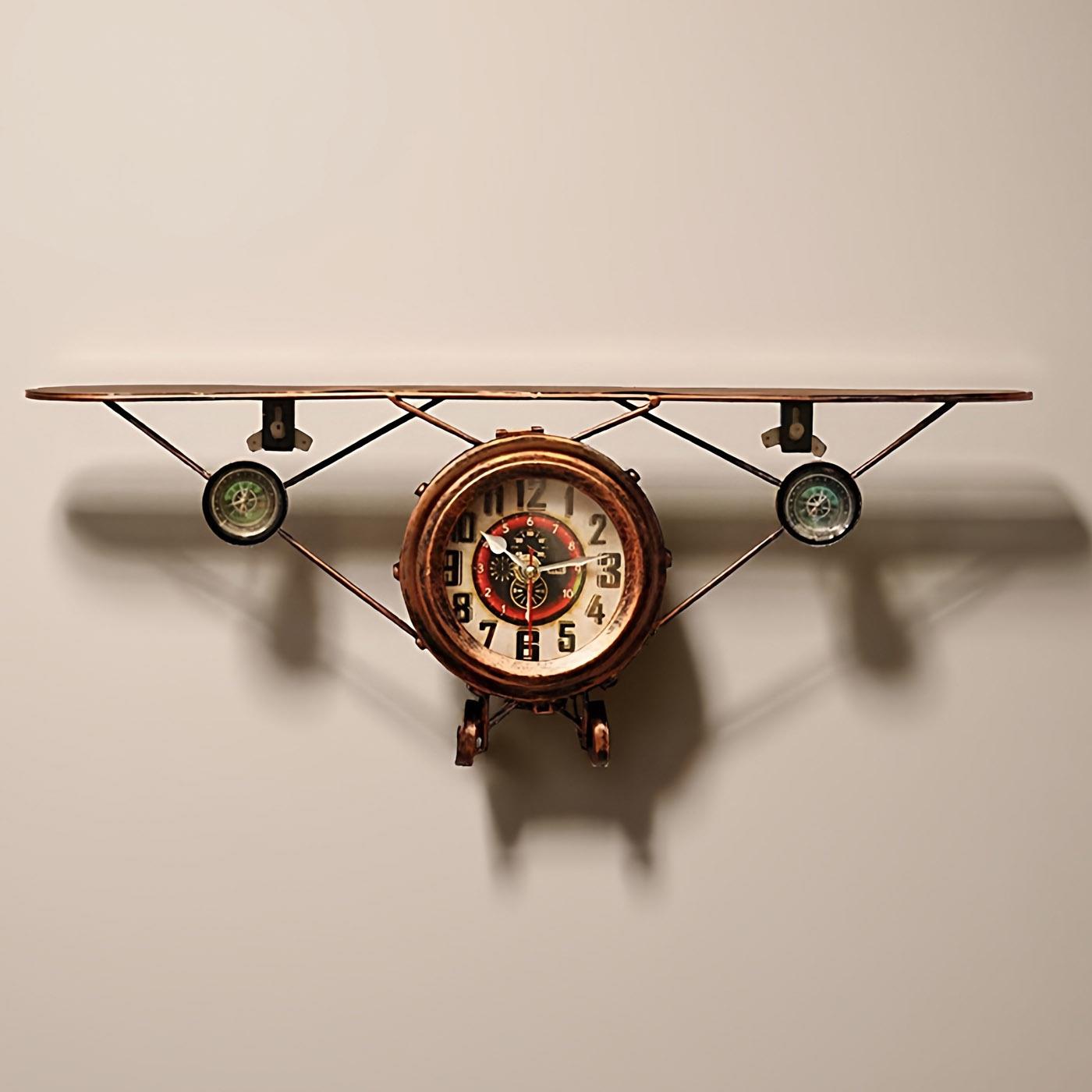 复古铁艺装饰飞机螺旋桨时钟壁饰壁挂酒吧网咖挂件墙面装饰