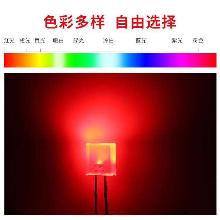 2.5X7X7方形红灯短脚257灯珠红发红高亮2*5*7红散光led发光二极管