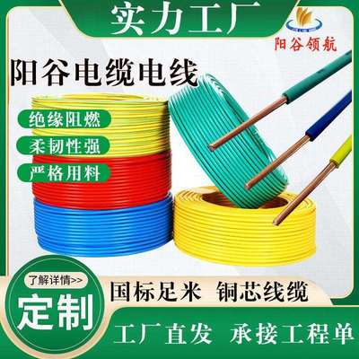 阳谷电缆软bv电线铜芯室内10平方屏蔽电源护套线绝缘阻燃电缆电线