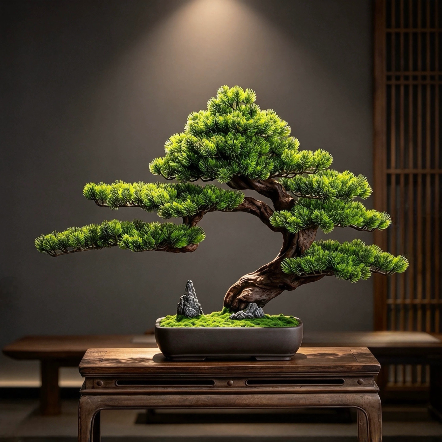 高级感仿真迎客松罗汉松盆景摆件