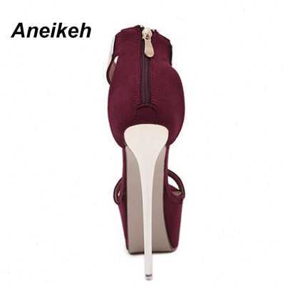 极速Aneickeh Ankle Strap Heels Platform Sandals Party Shoes