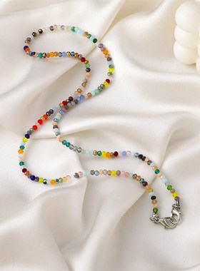 极速韩版气质网红k彩色水晶ins简约项链装饰口罩链眼镜链防丢颈饰