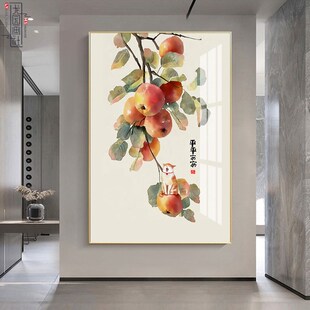 新品平平安安苹果装饰画餐厅水果晶瓷画入K户对门玄关硕果累累挂