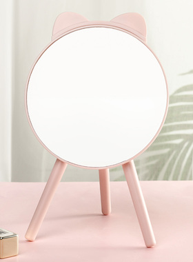 极速小镜子桌面可立镜子梳子一体便携式宿舍 iPns风化妆镜收纳盒