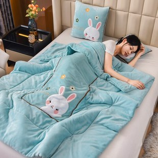 极速2022加厚抱枕被子两用摺叠珊瑚绒毯子办公室S午睡汽车用枕头