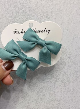 极速韩式甜美秋冬新款蓝色千鸟格儿童G发夹小对夹边夹浏海夹小女