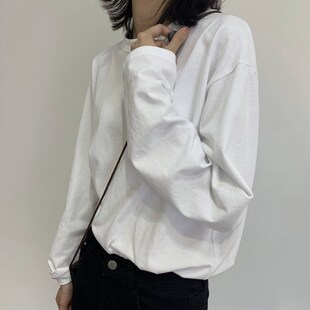 新品2021春季新款韩版女装百搭上衣潮棉质打底Q小衫宽松学生长袖t