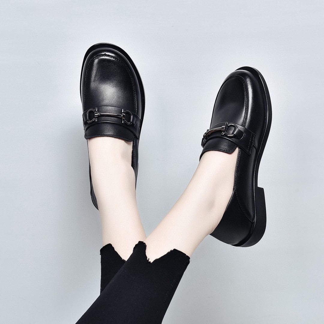 平底乐福鞋女2025春季新款英伦风圆头两穿单鞋头层牛皮低跟小皮鞋,女鞋,时尚休闲鞋,淘宝优惠券,粉丝福利购,淘宝优惠卷