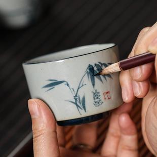 茶碗家用单个品茗杯泡茶 手绘主人杯青花功夫茶杯陶瓷茶具茶盏套装