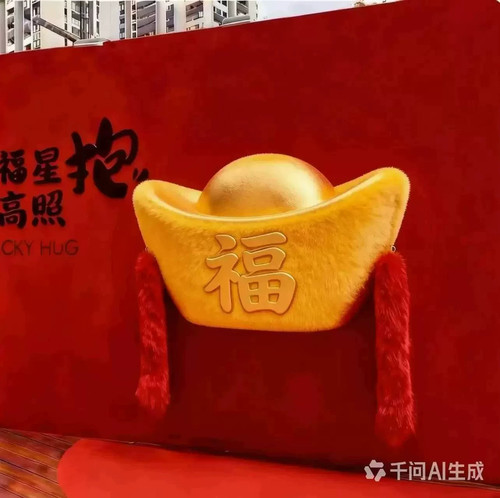 新年毛绒福字引流拍照打卡墙