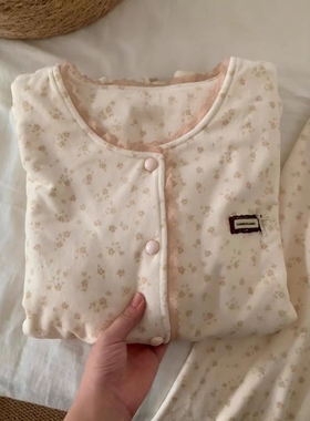 Sin Glee 复古甜美小碎花德绒睡衣女秋冬软糯糯保暖长袖长裤套装