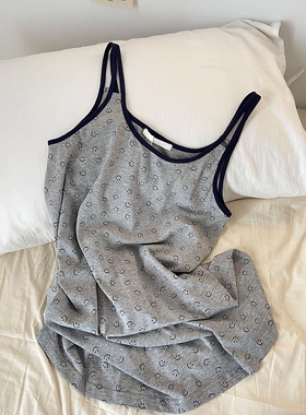 Sin Glee 韩版设计感笑脸印花吊带睡裙女夏季可外穿修身居家睡裙