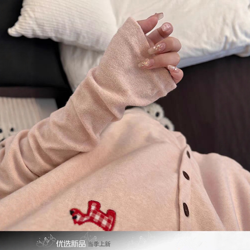 ins甜美卡通小狗德绒睡衣女春秋