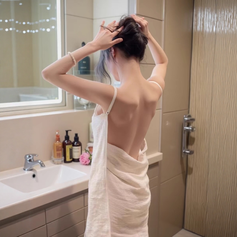 四层皱棉纱睡衣女春2025浴巾浴裙