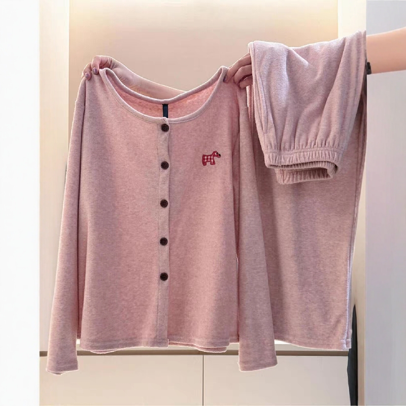 甜美休闲宽松长袖睡女2025秋冬季