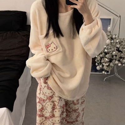 hellokitty珊瑚绒睡衣女秋冬季