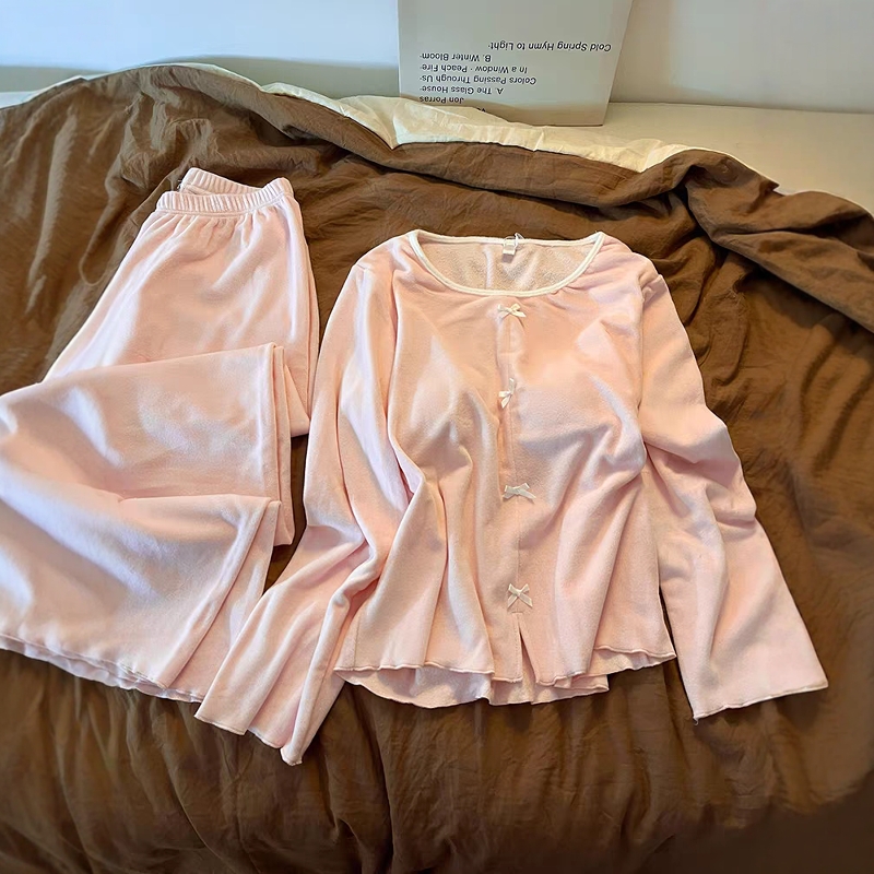 少女感甜美风粉色德绒睡衣女2025