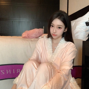 LAria蝶梦珍珠 睡衣女加绒海岛绒冬季2025新款秋冬款加厚家居服