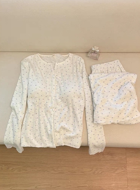 Sin Glee 韩系慵懒感小碎花棉纱带胸垫睡衣女秋季亲肤休闲居家服