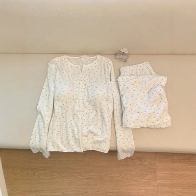 韩系慵懒小碎花棉纱带胸垫睡衣女