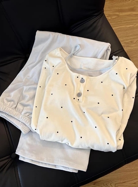 Sin Glee 软糯甜美波点德绒睡衣女2025秋冬季新款长袖长裤居家服