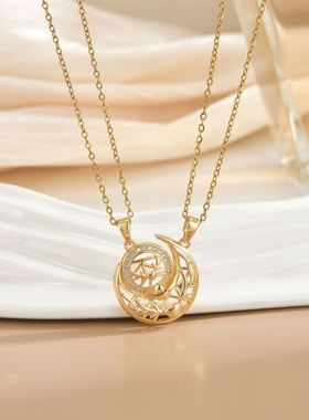 闺蜜小挂件二人磁吸磁吸太阳月亮情侣款项链时尚百搭高级感闺蜜礼