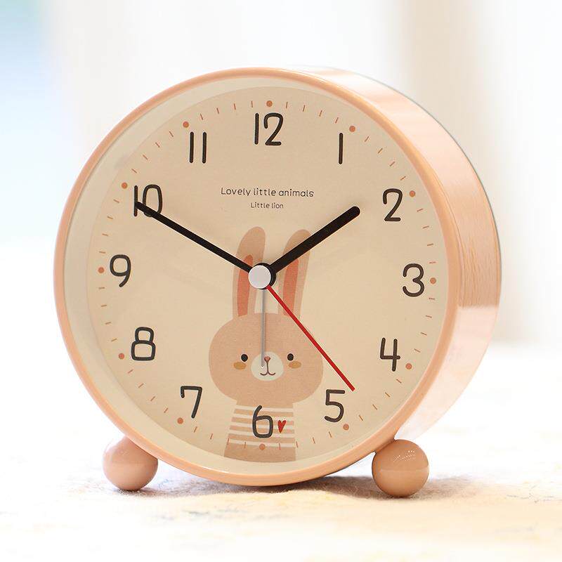 学生用简约创意金属外壳儿童夜光卡通可爱床头扫秒静音走时闹钟