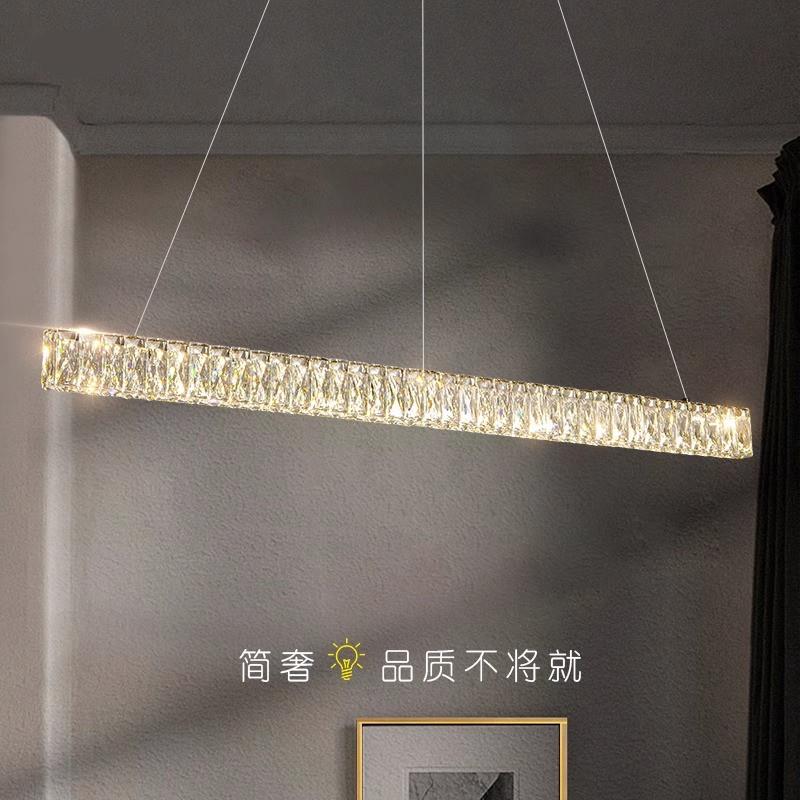 意式极简饭厅吊灯轻奢风水晶长条吧台餐桌灯现代简约高端设计师灯