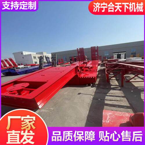 液压爬梯低平板半挂车 重型五线十轴挖掘机摊铺机双钢轮运输拖挂