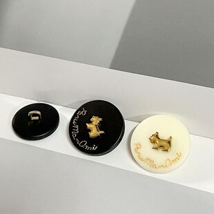 可爱圆形小狗钮扣白色黑色小香毛衣外套风衣衣扣扣子百搭西装金属