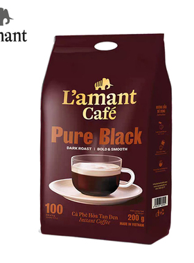 越南原装进口LAMANT黑咖啡200克/100杯 2g速溶美式量贩大袋装咖啡