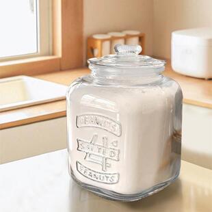 10斤玻璃密封储物罐家用大容量青梅酒米缸面粉桶八角形浮雕泡菜坛