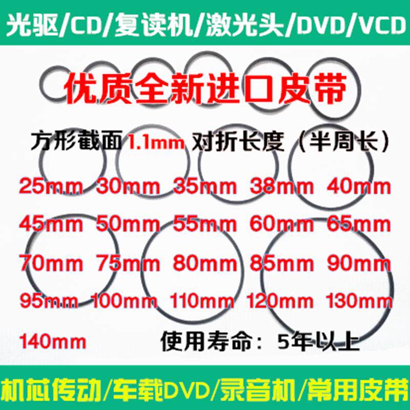 随身听CD光碟机覆读机/EVD雷射头VCD机芯传动带车载DVD进出仓小皮