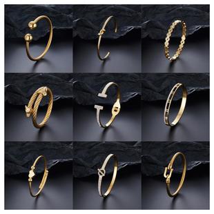 New Titanium Steel Charm Ball Open Cuff Bangle Women Bracele