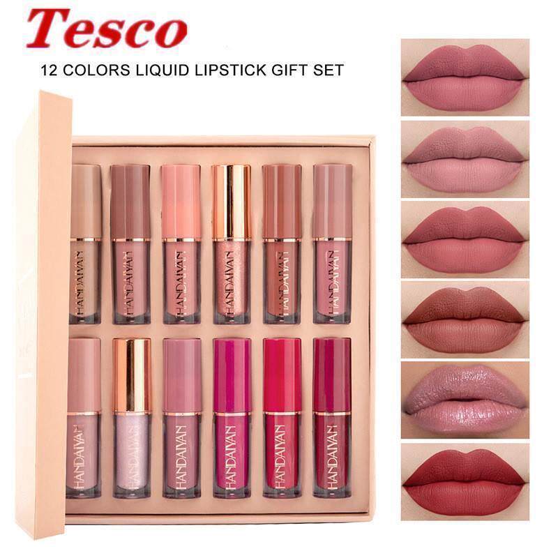 唇彩6Pcs Matte Lip Gloss Set Liquid Lipstick Waterproof Long - 实物图