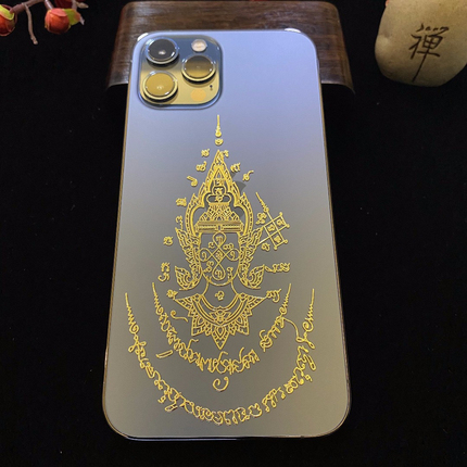 Thai Buddhist Amulet Phone Case Transparent Decorative Carving Sticker Metal Material Various Personalized Designs La Hu