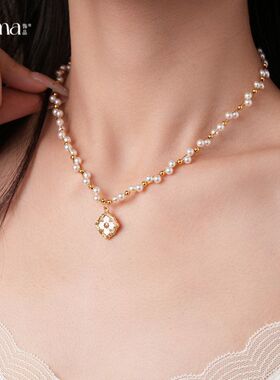 气质链花朵法式锁骨复古女18贝母