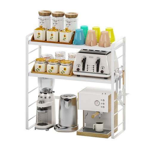 厨房电热水壶水杯置物架隔层收纳整理沥水杯架双层窄边款桌面家用