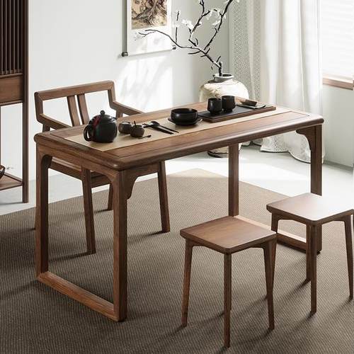 办公室胡桃木茶桌椅茶台家用泡茶桌禅意泡茶台茶室茶艺桌现代书法