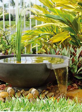 北欧树脂大碗流水摆件园林叠水瀑布招财风水庭院池塘水池循环水盆