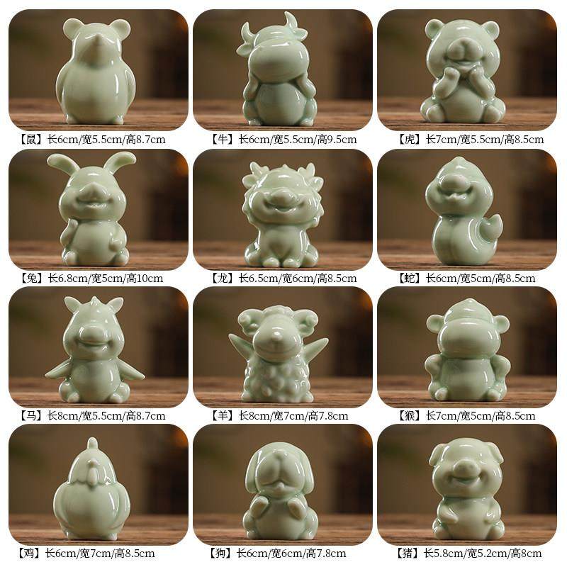 陶瓷十二生肖招财摆件鼠牛虎兔龙蛇马羊猴鸡狗猪吉祥物家居工艺礼