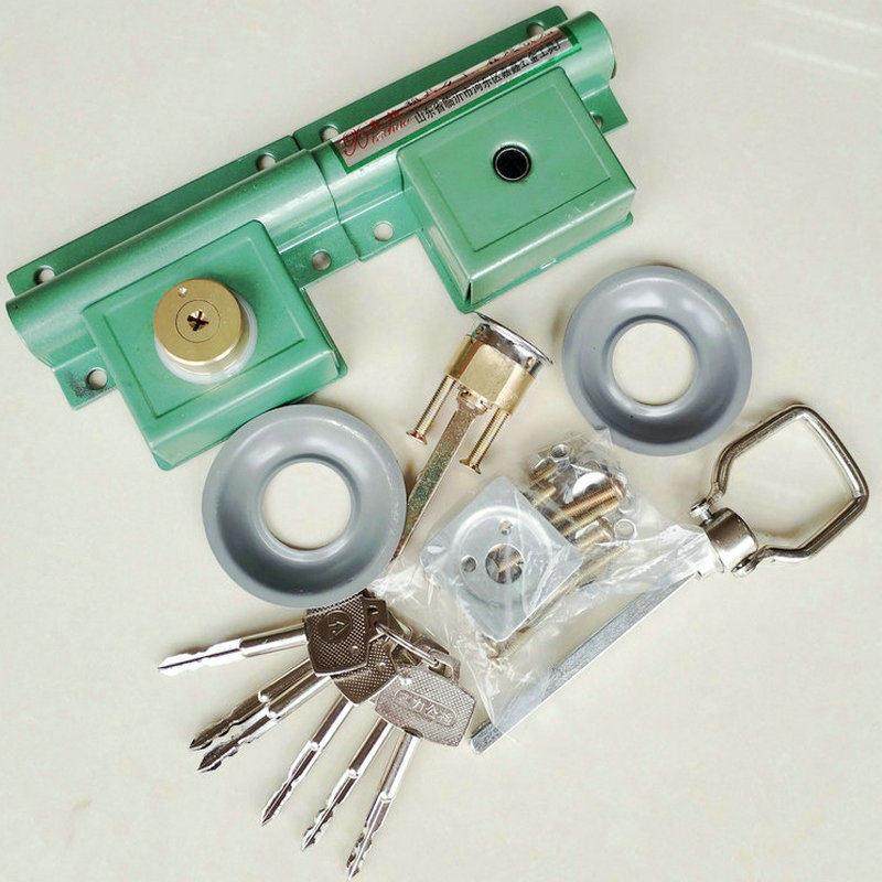 大门锁双门双扇门锁防盗锁老式大门锁齿条锁插销大门锁锁栓门锁