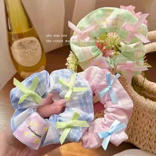 森系蝴蝶结大肠发圈女高弹力扎发皮筋甜美少女发绳不伤发头绳发饰